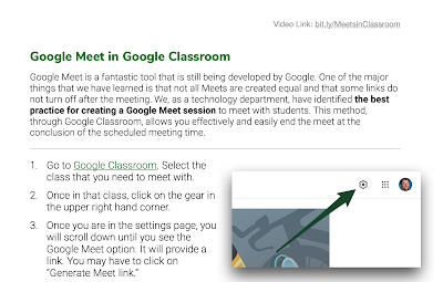 screenshot of Google Meet in Google Classroom PDF