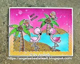 Sunny Studio Stamps: Fabulous Flamingos Seasonal Trees Customer Card by Angela Pahl