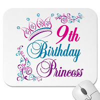 9th birthday pricess card