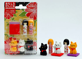 Tessa loves Iwako Japanese erasers. She's been rather sad that they seem to have gone out of vogue here in the U.S., so I ordered the Doll and Lucky Cat set above from a seller on eBay. It matches two of the books we read pretty well..."Little Oh" and "I Am Tama, Lucky Cat."