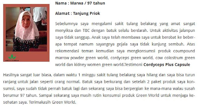 testimoni cordyceps plus capsule green world