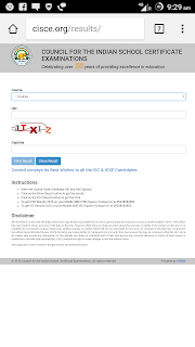 Instructions for check and Print ICSE and ISC (CISCE) results 2017