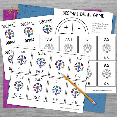 Easily Review Math with These Fun Activities for Grades 5-7! Image of Decimal Draw card game.