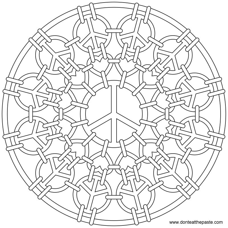 Peace symbol mandala to color- also available in transparent PNG format!