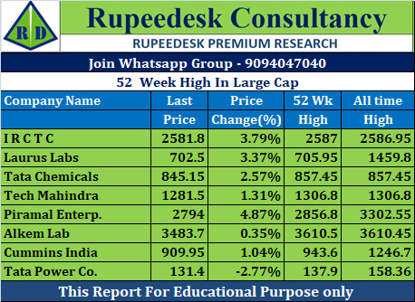 52  Week High In Large Cap