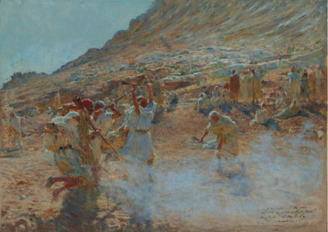 Le Jeu de la poudre. 1891 tableau de peinture à l'huile sur toile d'Étienne Dinet