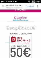 Logo Vince subito un buono acquisto Idea Shopping con Carefree