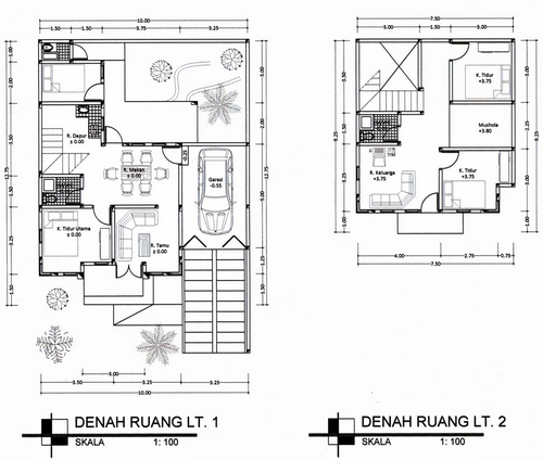 Denah Rumah Minimalis 2 Lantai