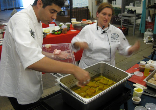 Poaching halibut in olive oil