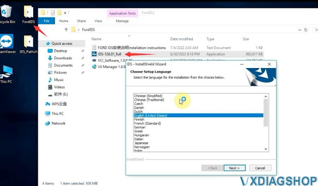 VXDIAG VCX NANO Ford IDS V126 Installation 1