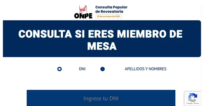 Consulta si eres miembro de mesa en la Revocatoria 2021