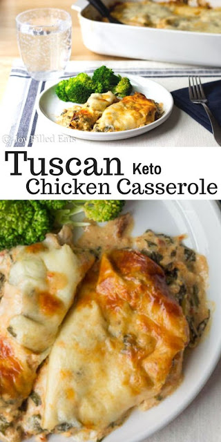 TUSCAN CHICKEN CASSEROLE – LOW CARB, KETO, THM S, GF    #low carb diet #low carb foods #casserole recipes