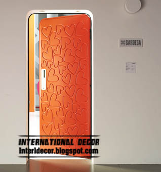 modern orange interior door 2015, heart patterned door design 2015