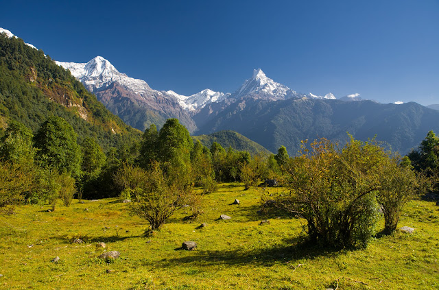 Amazing Landscape of Nepal with Mount Annapurna on background