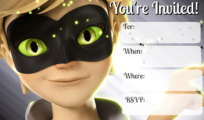 free printable Miraculous cat noir invitations