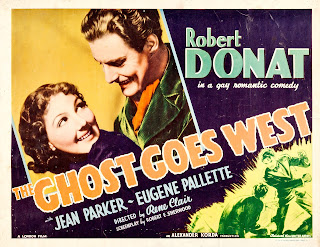 THE GHOST GOES WEST. Cartelera Half Sheet: 71 x 56 cms. Estados Unidos. EL FANTASMA VA AL OESTE. The Ghost Goes West. 1936. Reino Unido. Dirección: René Clair. Reparto: Robert Donat, Jean Parker, Eugene Pallette, Elsa Lanchester, Ralph Bunker, Patricia Hilliard.