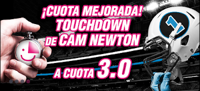 wanabet superbowl cuota mejorada Touchdown Cam Newton cuota 3