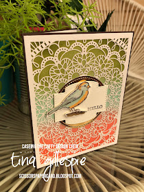 scissorspapercard, Stampin' Up!, CASEing The Catty, Free As A Bird, Bird Ballad Laser Cut Cards, Stitched So Sweetly Dies, Stampin' Blends