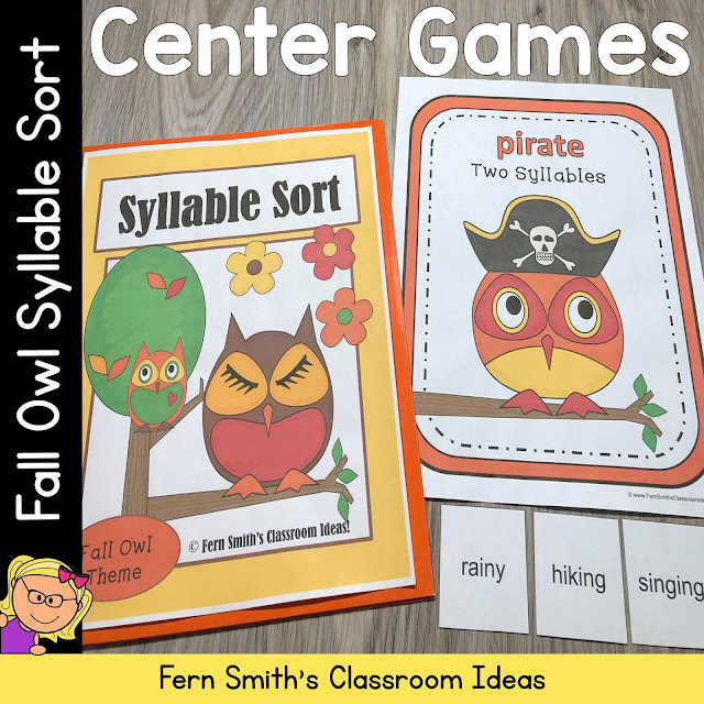 Fall Syllable Sort Center Games