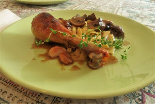 Chicken drumstick with mushrooms