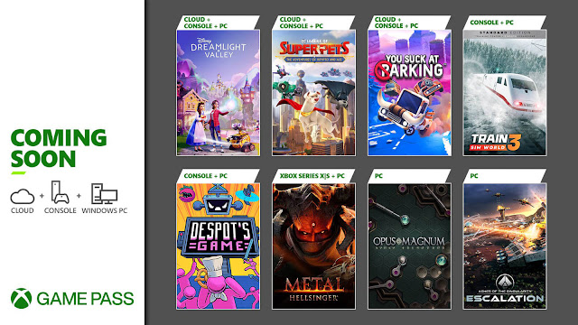 xbox game pass 2022 disney dreamlight valley founder's edition opus magnum train sim world 3 ashes of the singularity escalation dc league of super-pets adventures of krypto and ace you suck at parking despot's game metal hellsinger xb1 xsx pc android