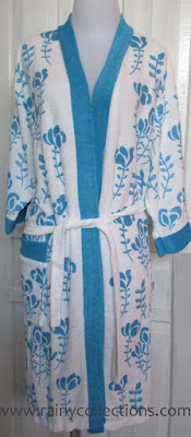 handuk kimono cantik motif bunga mawar biru