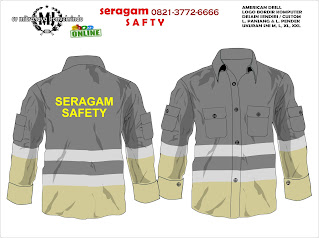 bikin seragam safety K3 pakaian pelindung keselamatan kerja lengan panjang pendek pakain dinas lapangan luar PDL konveksi baju seragam safety first karyawan pegawai perusahaan proyek produski supplier pabrik balai latihan kerja BLK baju pakaian seragam pelindung keselamatan