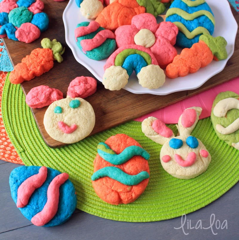 Colorful decorated sugar cookies -- cookie decorating with children