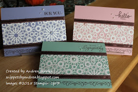 Three clean and simple cards made with upcycled product packaging.
