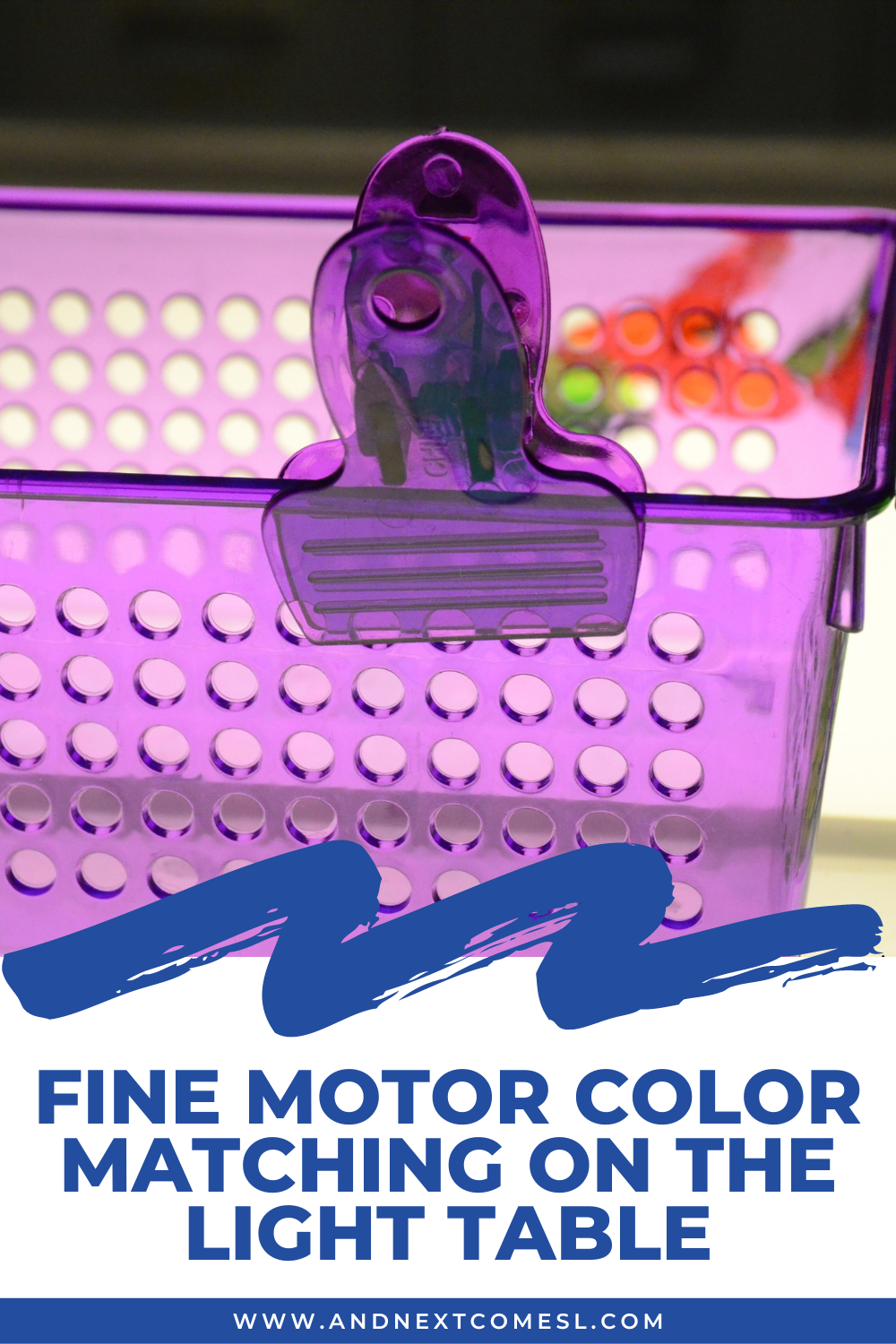 Fine motor color matching light table activity for kids