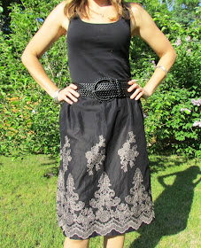 summer skirt, skirt, embroidered skirt, border hem, skirt with border, etcetorize