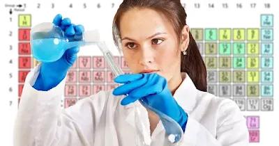 "A scientist in a lab coat conducting a chemical experiment by transferring liquid from a beaker to a test tube."