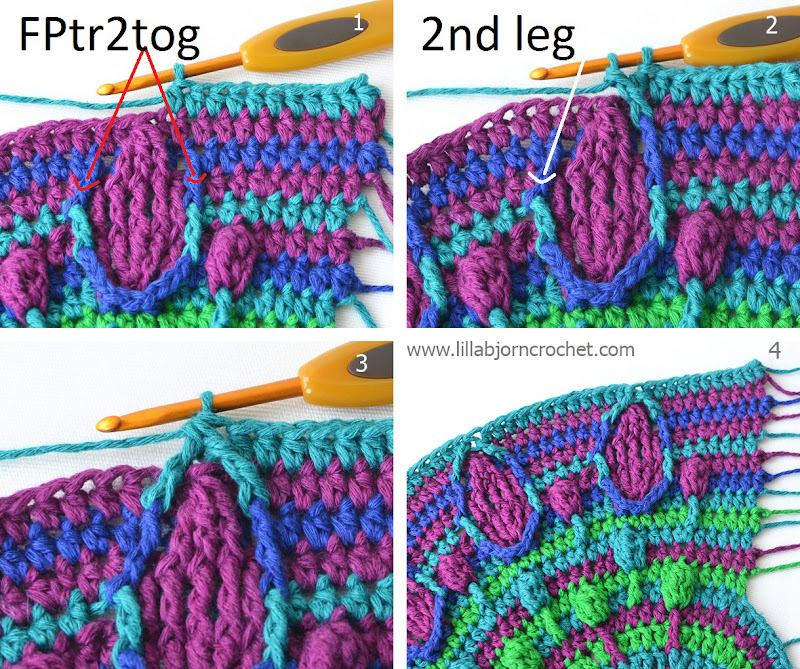 Part 3 of Peacock Tail Bag CAL. Free crochet pattern and original design by Lilla Bjorn.