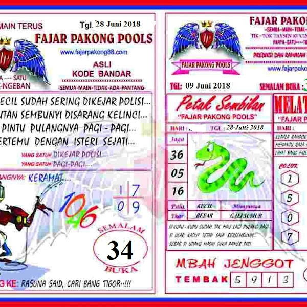 Kode Syair Fajar Pakong 29 Juni 2018