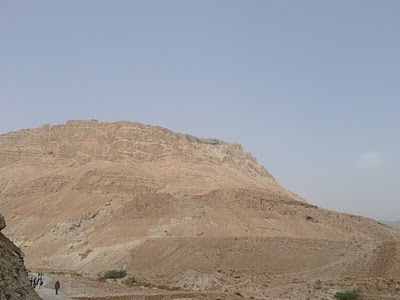 Walking down the snake path at Mount Masada, Israel