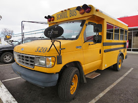 School bus preparing for transformation into Murphy's Wagon
