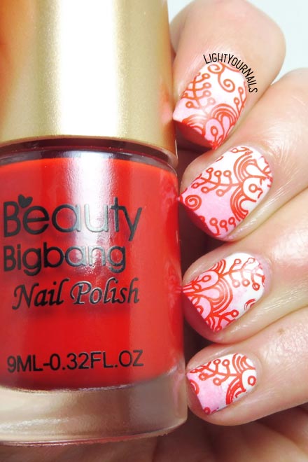 Red flowers stamping nail art feat. Beauty Bigbang red stamping polish #stamping #nailstamping #nailart #unghie #nails #lightyournails #beautybigbang