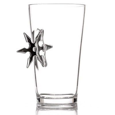 The Original Pint Glass Embedded With The Japanese Shuriken Or Ninja Star