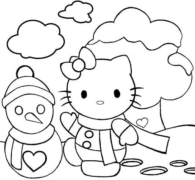 Hello Kitty Christmas Boot Coloring Pages Merry Christmas Colouring Pages  Of Hello Kitty And Snowman