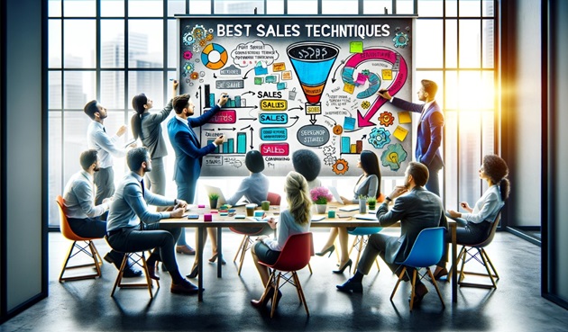 A group of salespeople are discussing about the best sales techniques