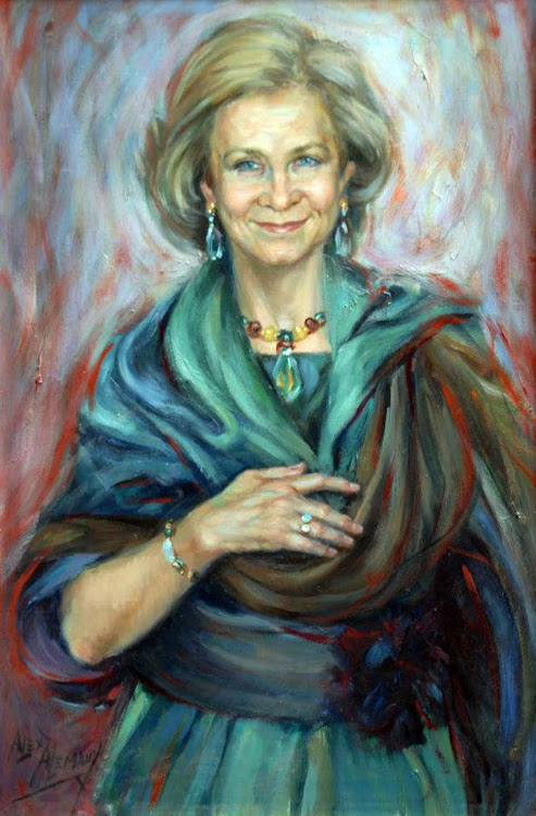 Retrato de Sofía de Grecia, Alex Alemany, Maestros españoles del retrato, Retratos de Alex Alemany, Pintores Valencianos, Pintor español, Pintor Alex Alemany, Pintores de Valencia, Pintores españoles, Reina Sofía, Alex Alemany Castella, Sofía de Grecia