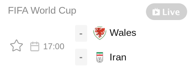 Watch Live FIFA Worlc CUP / Piala Dunia Qatar 2022 WALES vs IRAN at 17:00