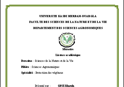  Situation de la lutte contre la cochenille blanche Parlatoria blanchardi dans la région de Ouargla par GOUI Khaoula MECHRI Maroi