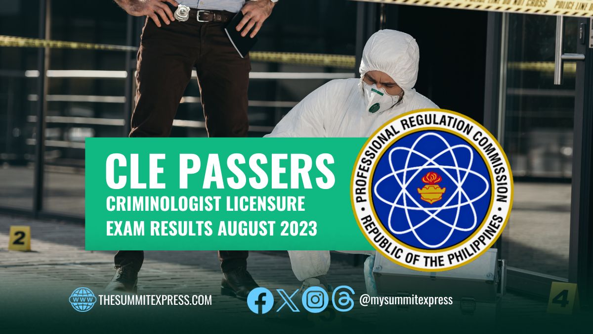 CLE RESULTS: August 2023 Criminologist board exam list of passers, top 10