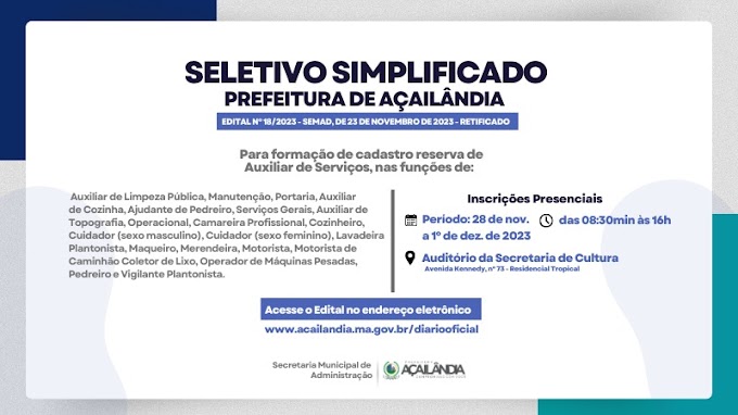 PREFEITURA PUBLICA EDITAL DE INSCRIÇÃO PARA SELETIVO SIMPLIFICADO DE CADASTRO RESERVA PARA FUNÇÕES DENTRO DO CARGO DE AUXILIAR DE SERVIÇOS
