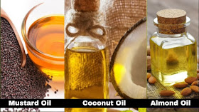 Oils good to massage scalp (hair)- mustard oil, coconut oil or almond oil.