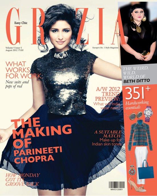 parineeti chopra on the cover of grazia magazine august 2012.
