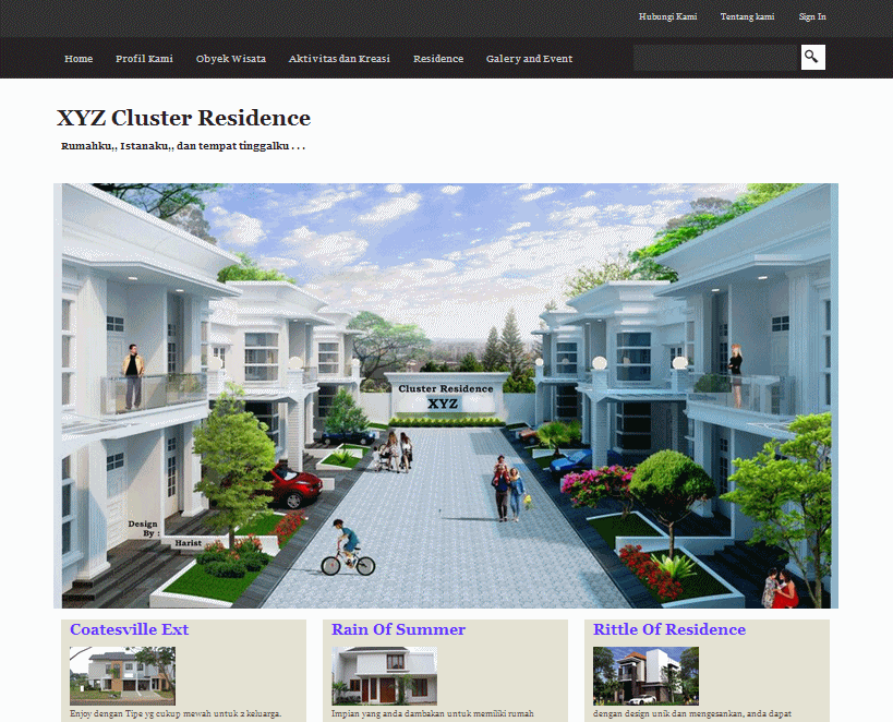 Contoh Web Design XYZ Cluster Residence (Web Company 