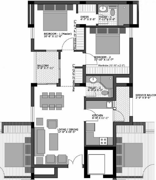 Simple 2 Bedroom House Floor Plans