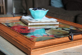 picture frame tray repurposed http://bec4-beyondthepicketfence.blogspot.com/2012/06/tray-chic.html